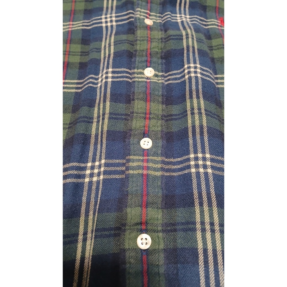 Polo Ralph Lauren Shirt Mens M Green Blue Tartan Plaid Cotton Lined Classic Fit - Picture 13 of 14